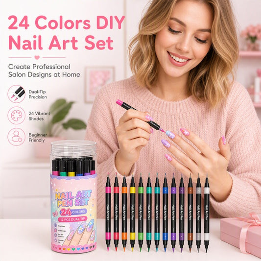 🎨 LIMITED‑TIME 50% OFF! 💅 24 Colors Dual Ended Nail Art Pens Set – Creative, Salon‑Quality, Easy DIY ✍️