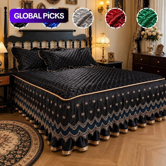 🛏️ LIMITED‑TIME 50% OFF! 🧵 Quilted Textured Bed Skirt – Breathable Microfiber, 45cm Deep Drop & Anti‑Shift Corner Straps 🏡