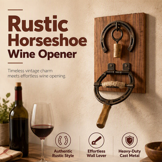 🍷 LIMITED‑TIME 40% OFF! ✨ Vintage Wall-Mounted Horseshoe Wine Opener – Stylish, Decorative & Labor-Saving – Rustic Iron Design for Home Bar & Patio 🏡