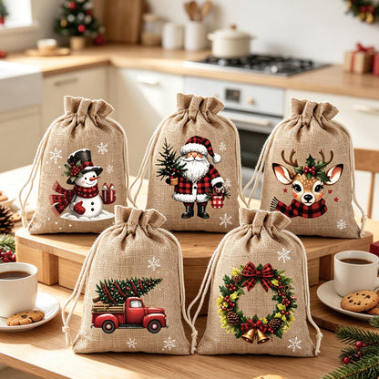 🎅 LIMITED‑TIME 50% OFF! 🦌 31,842 Sold – Christmas Drawstring Gift Bags – Festive Prints, Durable Fabric & Compact Size 🎀