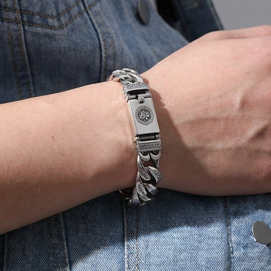 📿 LIMITED‑TIME 50% OFF! 🕉️ 16,394 Sold – Men's Retro Six-Syllable Mantra Bracelet – Dual-Chain Design, Vintage Silver Finish & Secure Clasp ⛓️