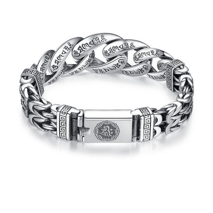 📿 LIMITED‑TIME 50% OFF! 🕉️ 16,394 Sold – Men's Retro Six-Syllable Mantra Bracelet – Dual-Chain Design, Vintage Silver Finish & Secure Clasp ⛓️