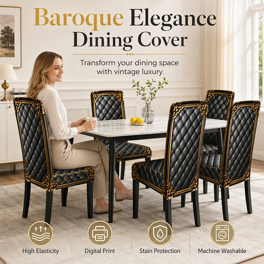 🛋️ Washable Stretch Chair Cover – Baroque Gilded Print & Infinite Stretch Fit