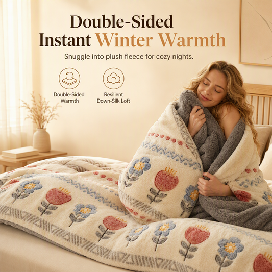 🛏️ LIMITED‑TIME 50% OFF! ❄️ Double‑Sided Sherpa Fleece Comforter – Snowflake Velvet & Lamb Fleece Heat Lock, Anti‑Clumping Warmth 🐑
