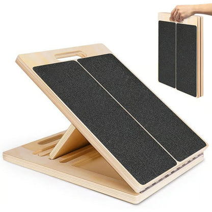 🦵 50% OFF NOW! 🛡️ Wooden Slant Board – 5-Level Adjustable, Non-Slip & Foldable – For Calf Stretching, Balance & Core Training 💪