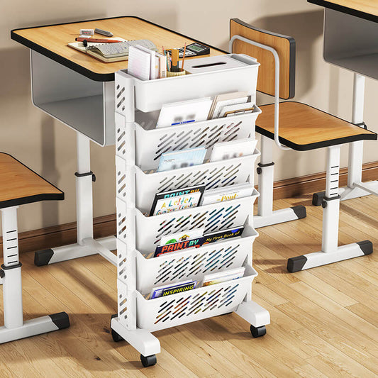 📚 LIMITED‑TIME 50% OFF! 🛞 Movable Bookshelf on Wheels – 5/6 Tiers, 45° Angled, Lockable Casters 📖