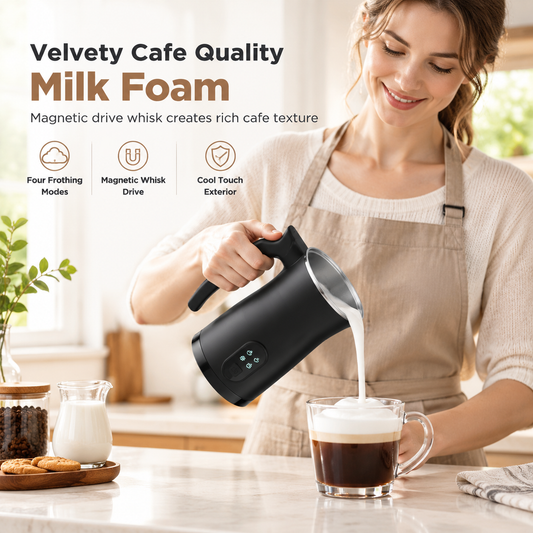 ☕ 50% OFF NOW! 🥛 Electric Milk Frother – Hot & Cold Foam, Magnetic Whisk & Cafe Quality – 400W for Lattes, Cappuccinos & More 🍶