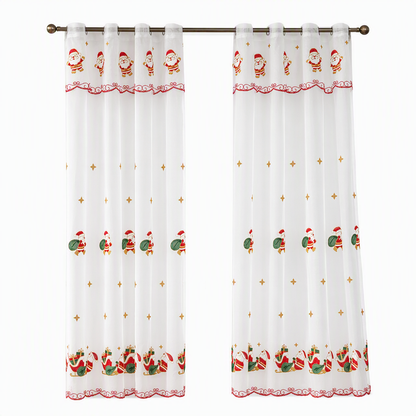 ❄️ LIMITED‑TIME 50% OFF! 🔔 Christmas Embroidered Sheer Window Curtain Panel with Snowflake and Bell Patterns 🎄