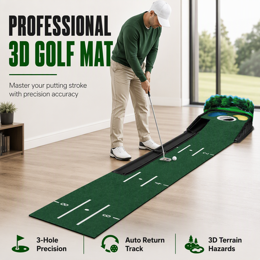 ⛳ 50% OFF NOW! 🏌️ Portable Mini Golf Putting Mat – 264x19.5cm, 3 Holes & Gravity Ball Return – Indoor/Outdoor Practice Green 🎯