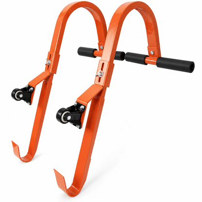 🔧 50% OFF NOW! 📐 Ladder Stabilizer Roof Hooks – Steel Frame, Caster Wheels & Padded Bars for Straight Ladders 🏠