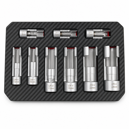 🔧 50% OFF NOW! 🚗 9-Piece Flare Nut Socket Set – Slotted Oxygen Sensor & Diesel Injector Line Wrench – With Storage Case 🛠️