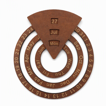 🗓️ LIMITED‑TIME 50% OFF! ✨ Wooden Rotating Perpetual Wall Calendar – Interactive Concentric Date Rings & Laser-Etched Hardwood 🪵