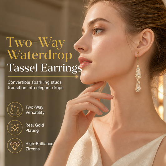 💎 LIMITED‑TIME 50% OFF! 🌟 Women's Dual‑Wear Zircon Tassel Earrings – Elegant Convertible Stud to Drop 👑