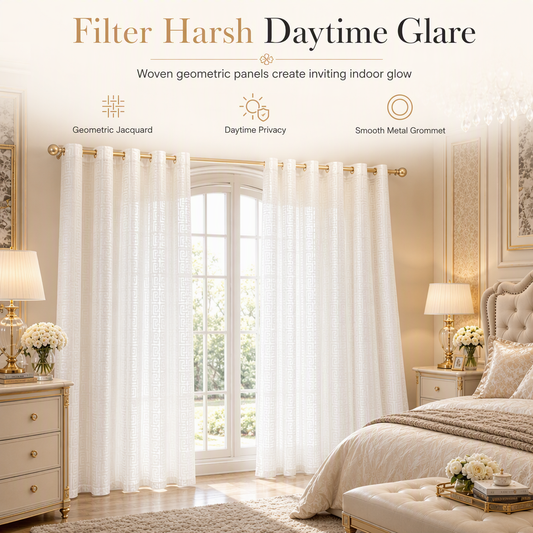 🪟 LIMITED‑TIME 50% OFF! 🕊️ Greek Key Sheer Curtain Panel – Soft Light Diffusion & Daytime Privacy 🏡