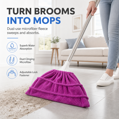 🧹 LIMITED‑TIME 50% OFF! 🧼 Reusable Coral Fleece Broom & Mop Dust Cover – Wet & Dry Floor Cleaning, Pet Hair & Dirt Magnet 🐾