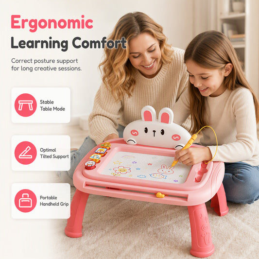 🎨 LIMITED‑TIME 50% OFF! 🐰 4-in-1 Kids Magnetic Drawing Board Table – Erasable 4-Color Doodle & Ergonomic Stand 🖍️