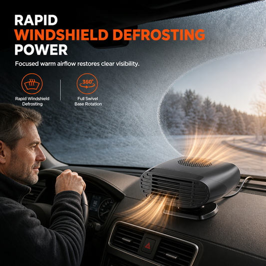 ❄️ 50% OFF NOW! 🔥 Car Windshield Heater & Defroster – Directed Warm Airflow, 360° Swivel & Dual Voltage – Clears Frost & Fog Fast 🚗