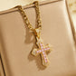 ✝️ LIMITED‑TIME 50% OFF! ✨ Hip Hop Iced Out Cross Pendant Necklace – Double-Layer Baguette Zircon Brass Chain 💎