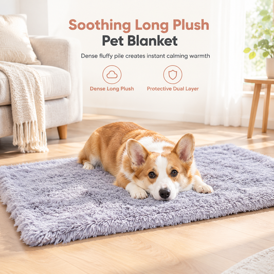 🐾 LIMITED‑TIME 50% OFF! ✨ Calming Long Plush Pet Blanket – Double-Layer Washable Furniture Cover for Dogs & Cats ☁️